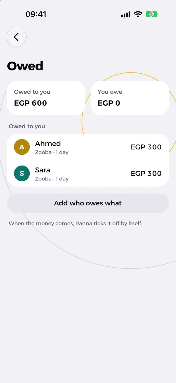 Money owed to you by friends
